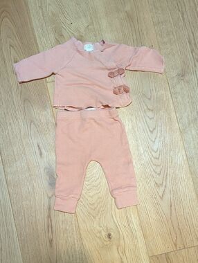 Mud Pie Peach Knit Baby Outfit